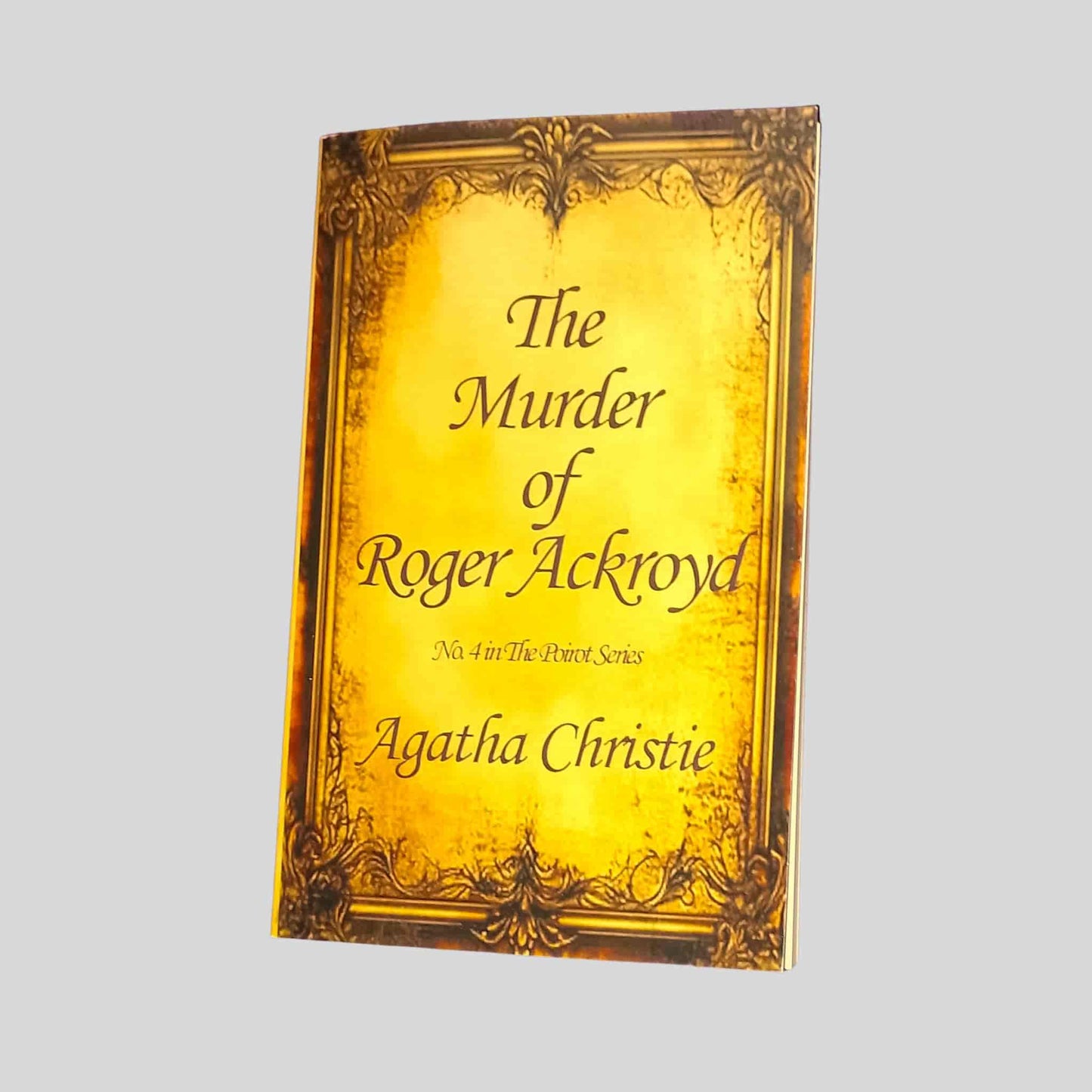 The Murder of Roger Ackroyd by Agatha Christie – golden vintage-style crime and mystery paperback book cover from the Poirot series