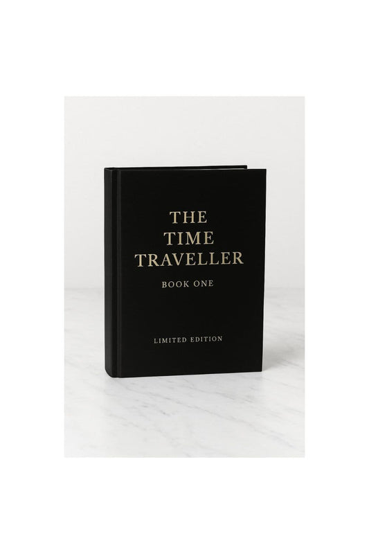 Cover of The Time Traveller – Book One (Limited Edition) by TAW Publishing. Black linen wrap with gold text.