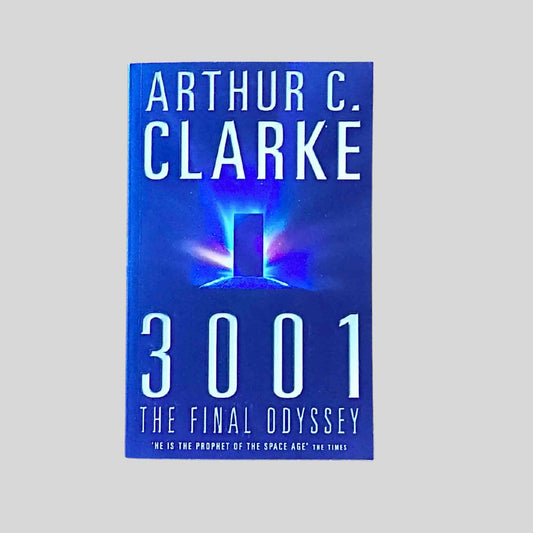 Book cover of '3001: The Final Odyssey' by Arthur C. Clarke with a blue and white design.