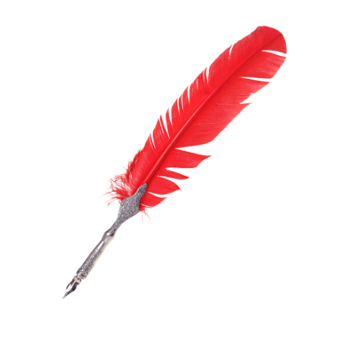 TAW Publishing logo – red quill pen
